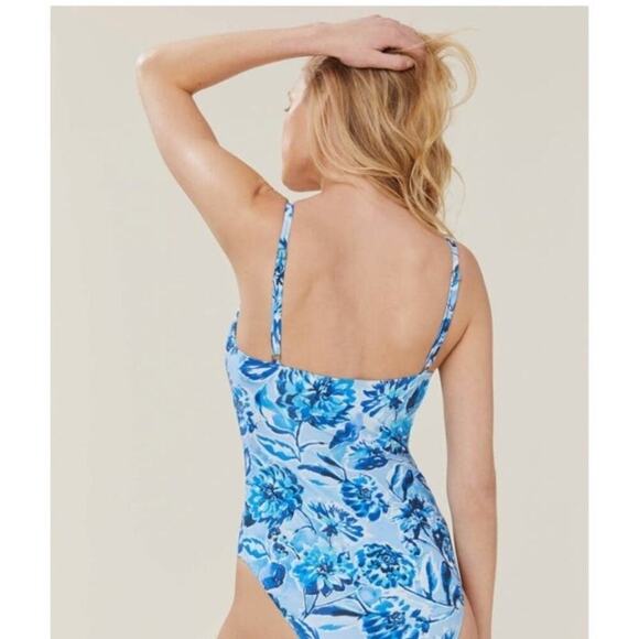 Andie The Bala One Piece Swimsuit Blue Floral Size Medium NEW with Tags! - Picture 4 of 9